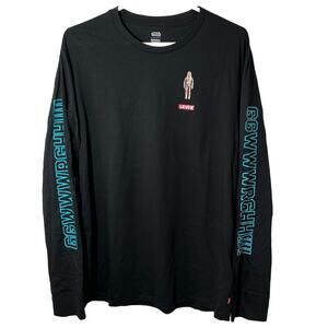 LEVI'S X STAR WARS NWT Crew Neck Black Long Sleeve Graphic T-Shirt Sz L‎